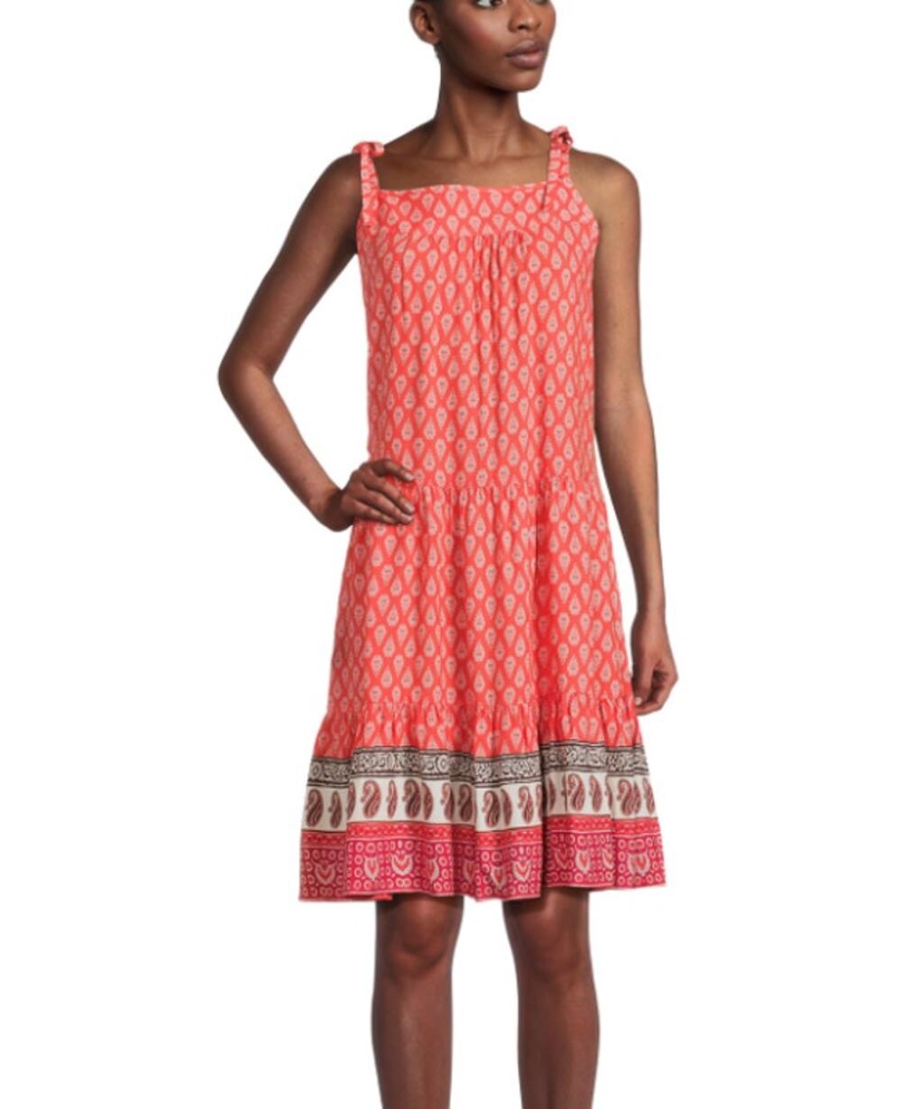 Beachlunchlounge’s Women’s Tiered Tie Shoulder Paisley Dress, Sizes L